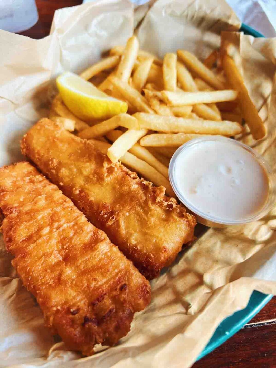 fish and chips from the mucky duck on captiva island. 