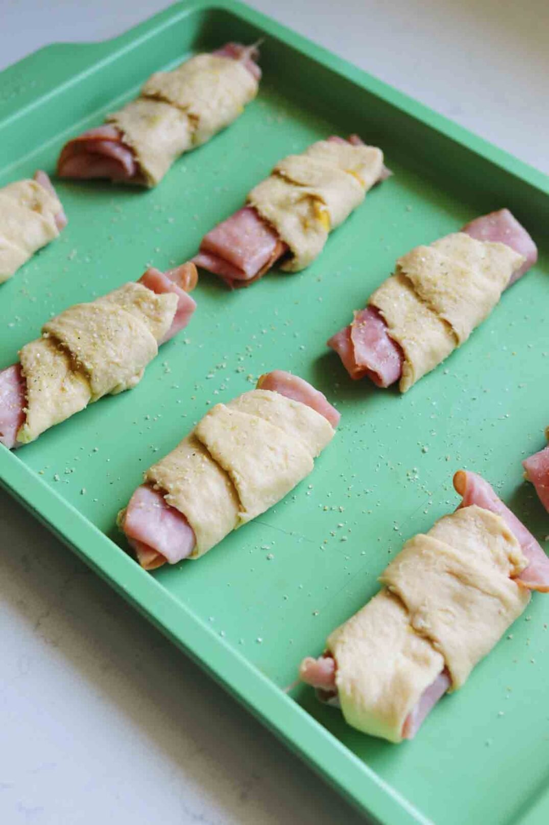 ham and cheese crescent rolls about to be baked.