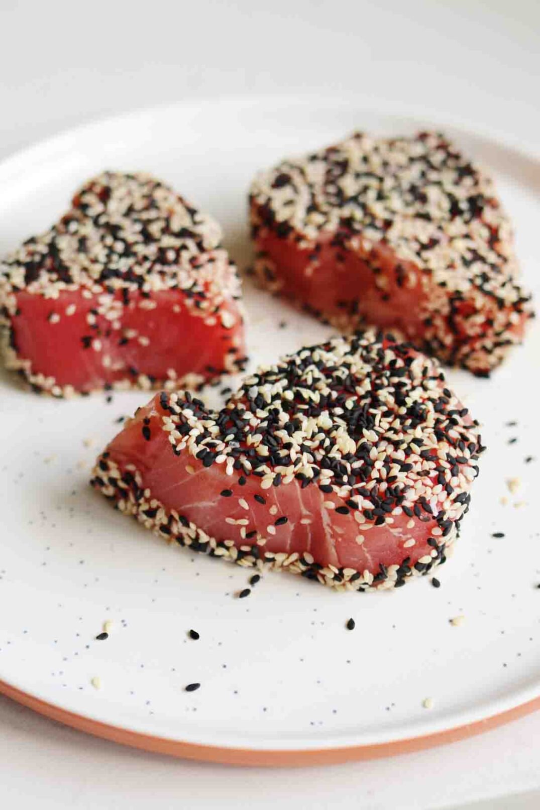 black and white sesame seed encrusted tuna steaks.