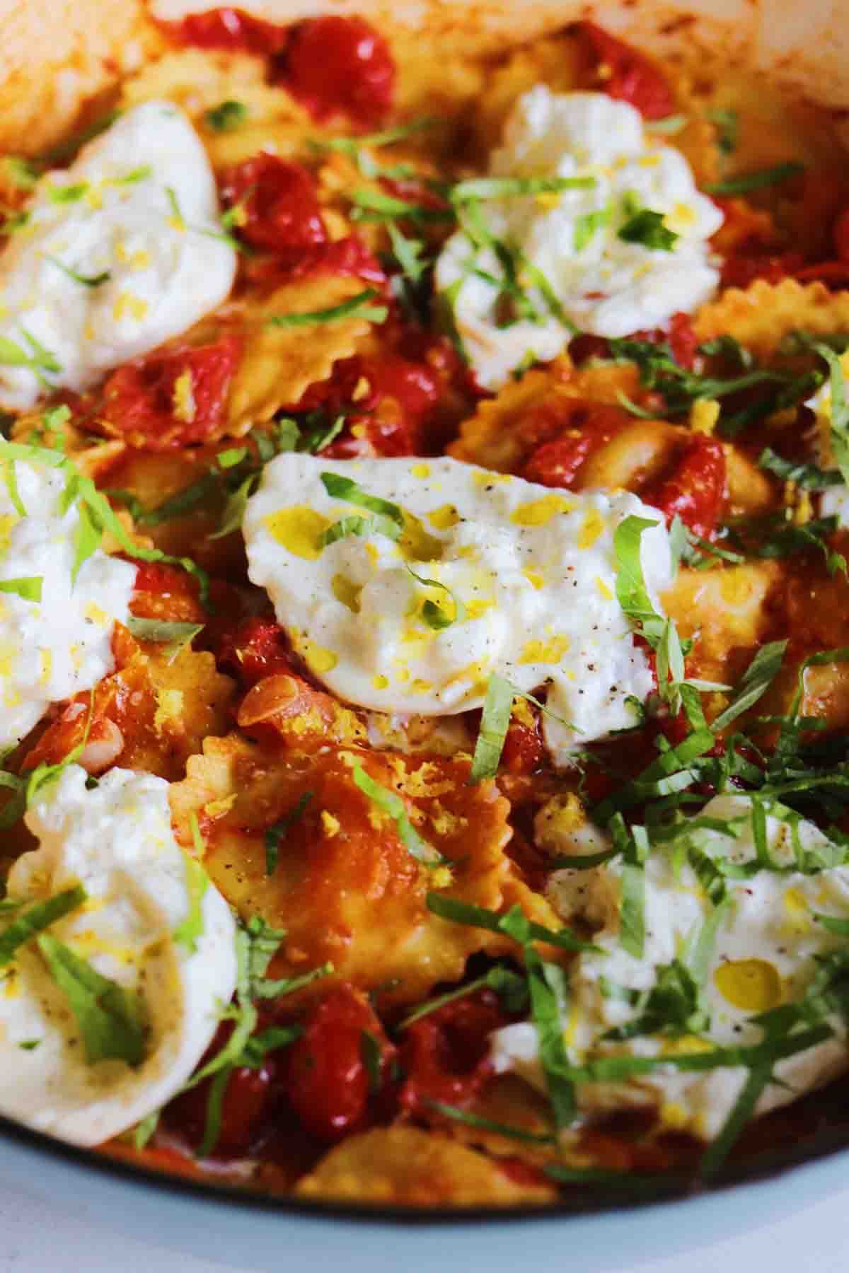 Trader Joe's Ricotta & Lemon Zest Ravioli with Burst Tomato Sauce