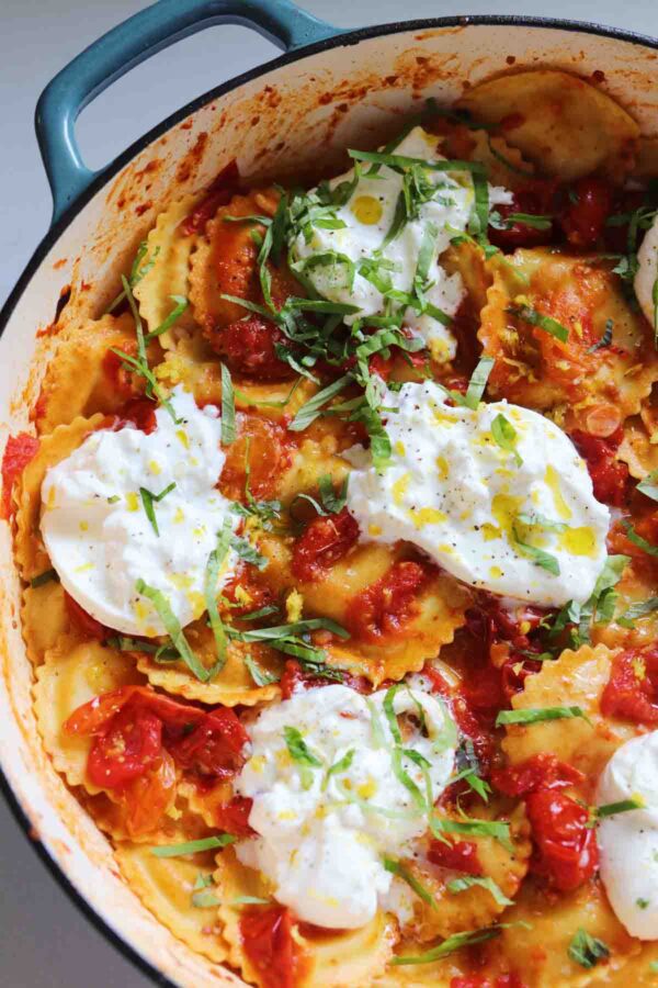 Joseph Raviola Trader Joe's Ricotta & Lemon Zest Ravioli with Burst Tomato Sauce ...