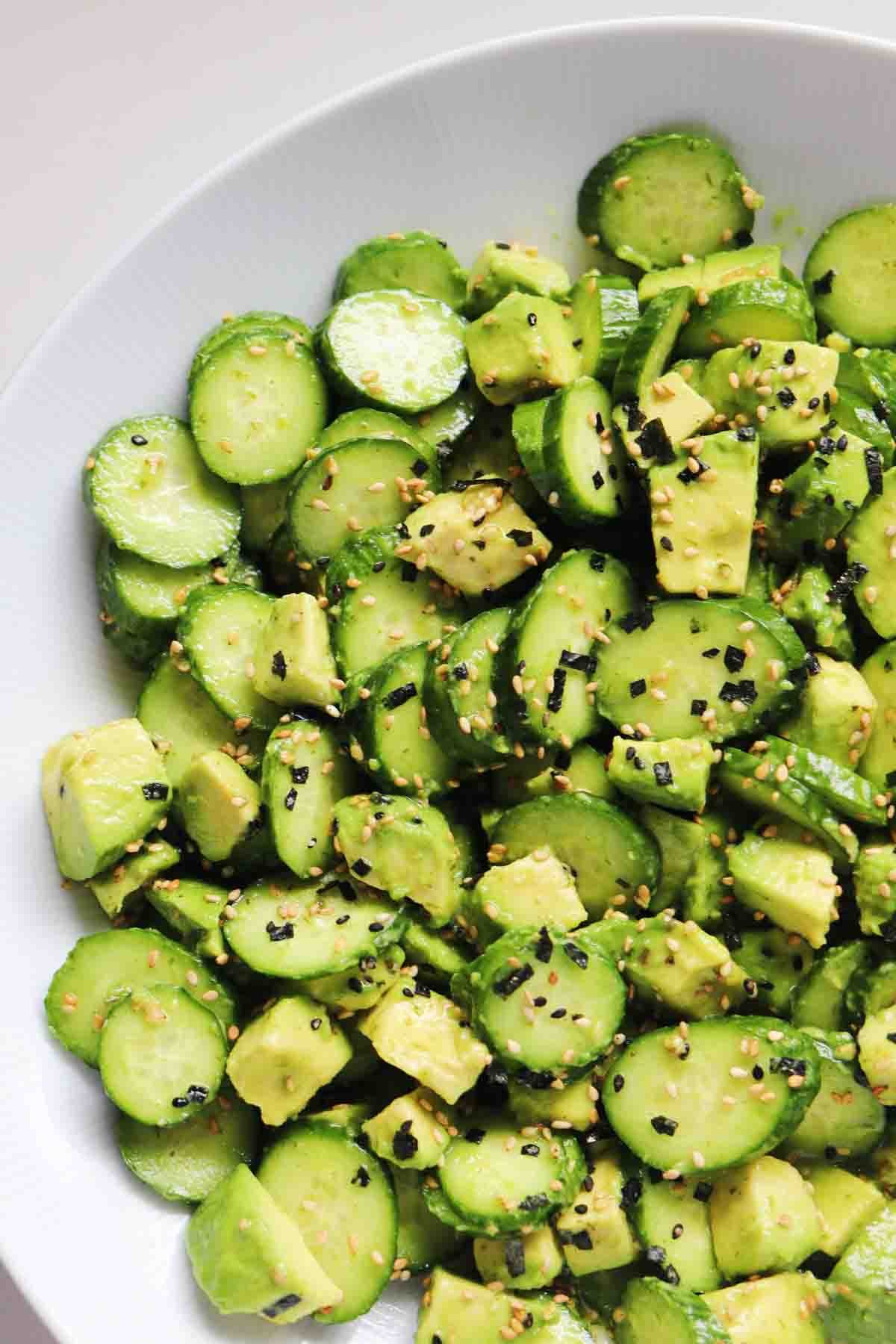 Asian Avocado Salad with Cucumbers and Furikake Grilled Cheese Social