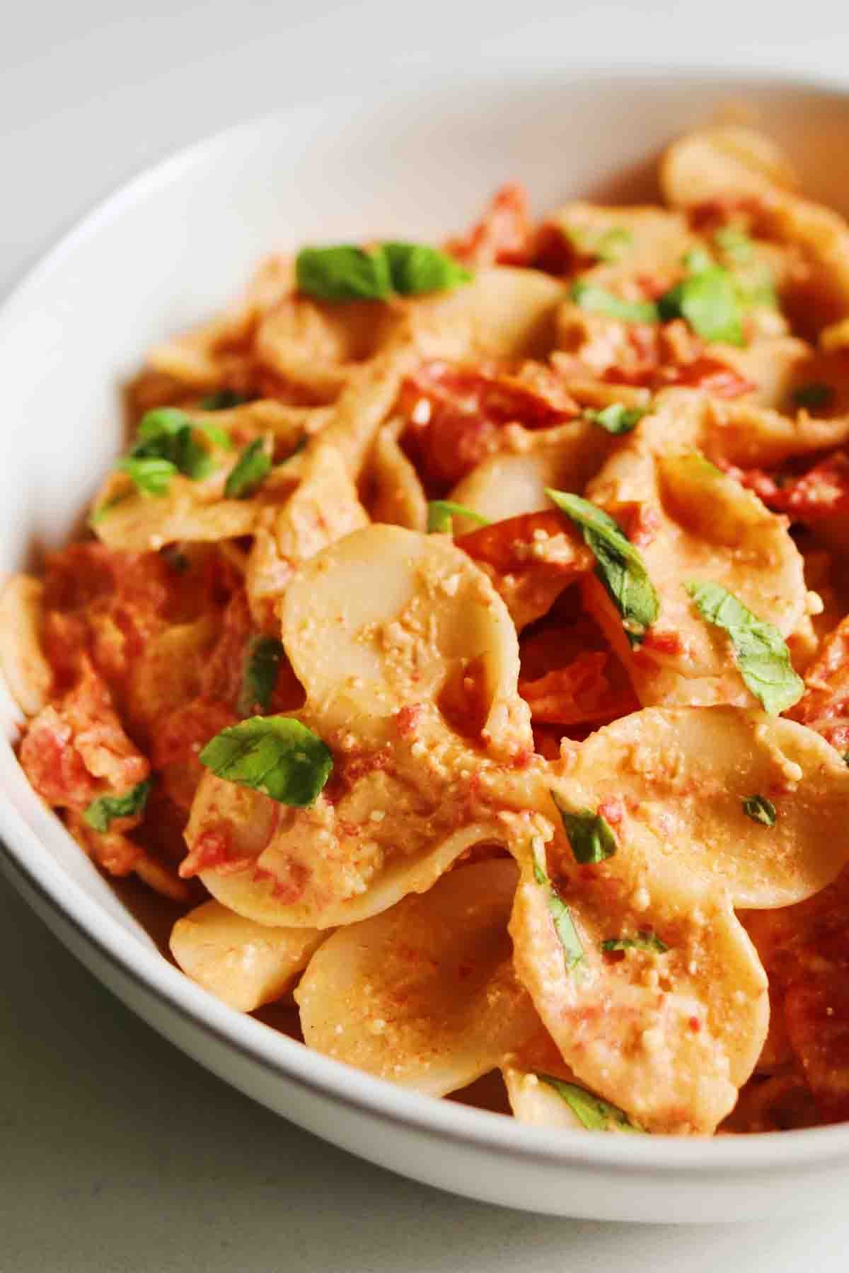 Baked Hummus Pasta with Feta & Tomaes Grilled Cheese Social