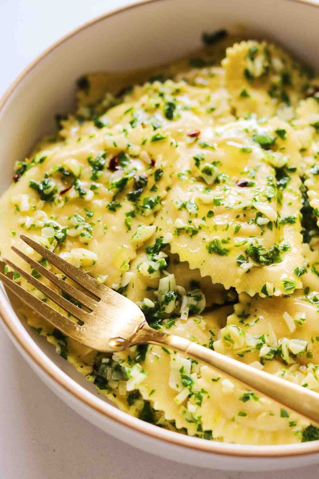 Trader Joe's Cauliflower Ravioli with Aglio e Olio - Grilled Cheese Social