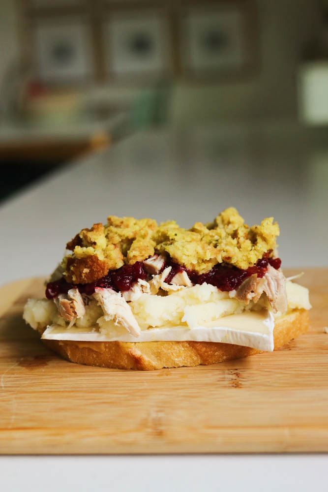 how to make a turkey cranberry thanksgiving inspired sandwich. 
