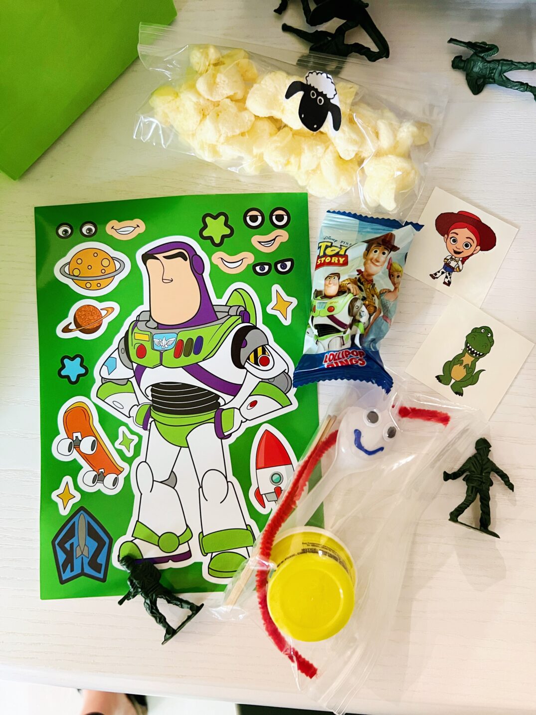 everything in my kids toy story goodie bag.