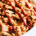 tender dr pepper pulled pork tossed with bbq sauce.