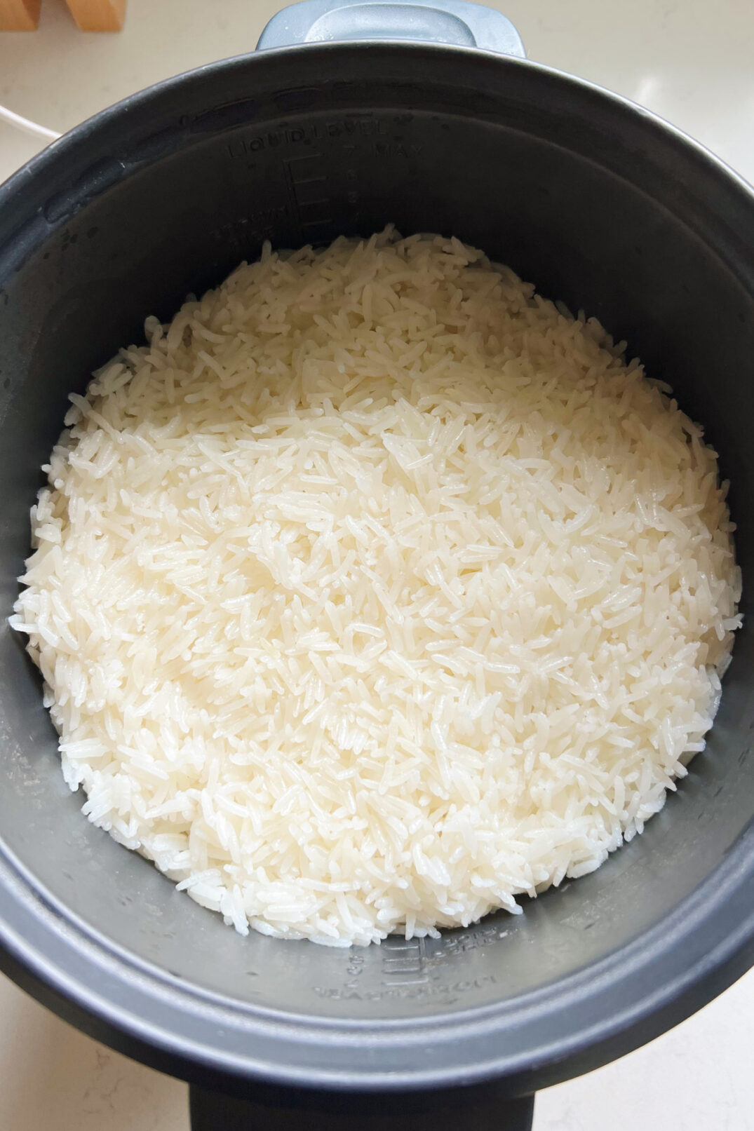 perfectly fluffy coconut rice cooked in a rice cooker. 