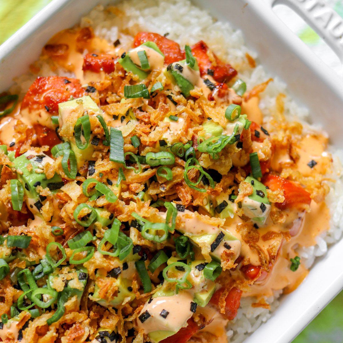 Teriyaki Salmon Sushi Bake for Two