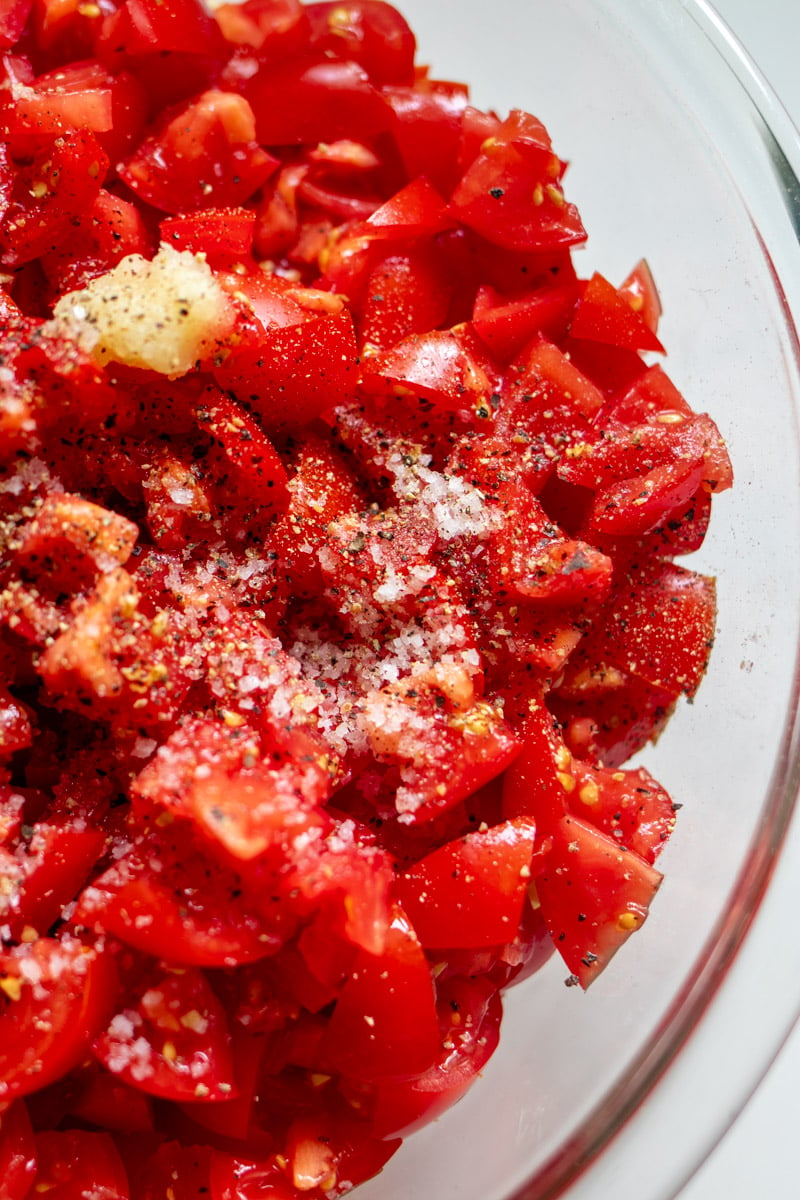 chopped tomatoes with seasoning.