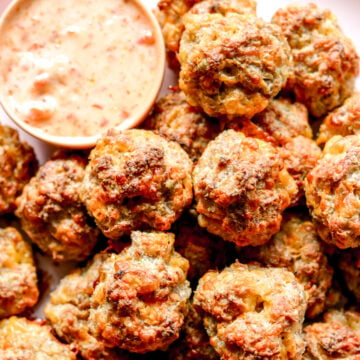 up close view of texture of sausage balls.