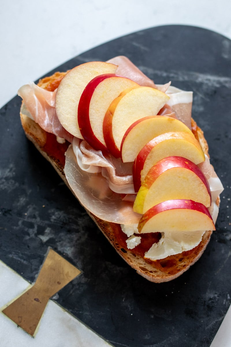 apple slices on a grilled cheese. 