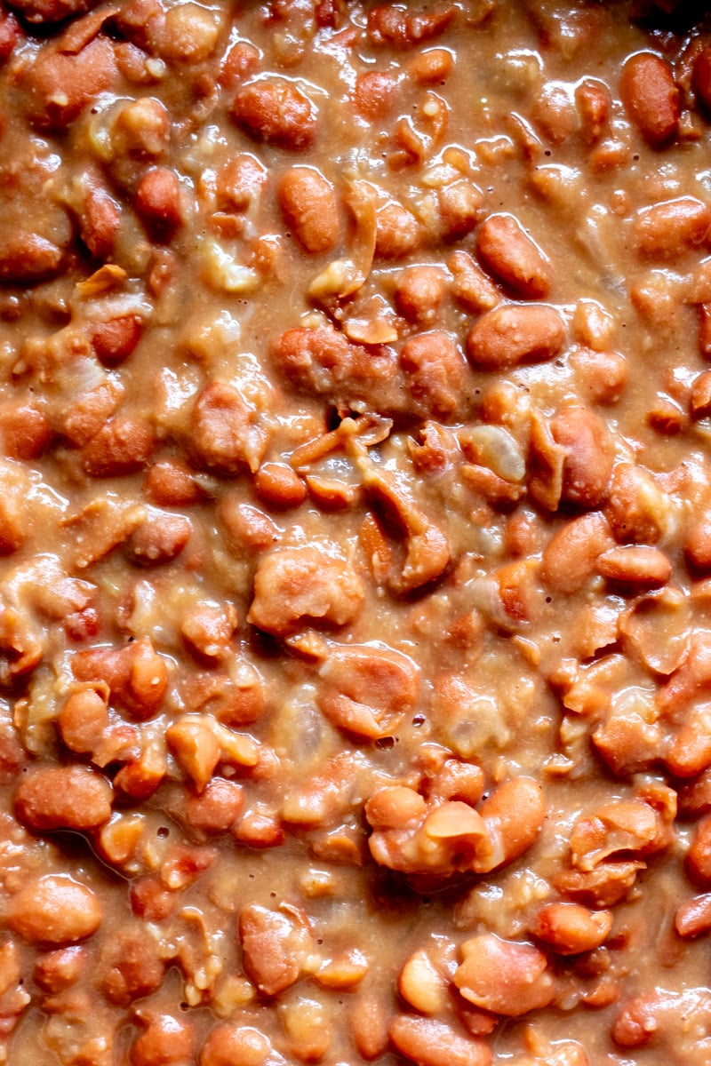 an up close view of the texture of brown beans. 