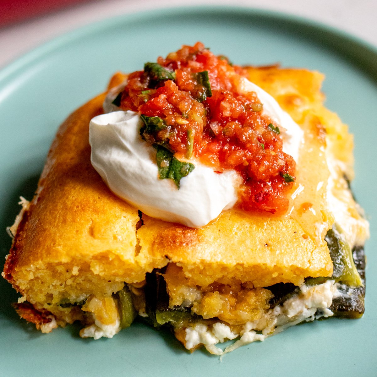 Chile Relleno Casserole Recipe with Easy Cornbread Crust