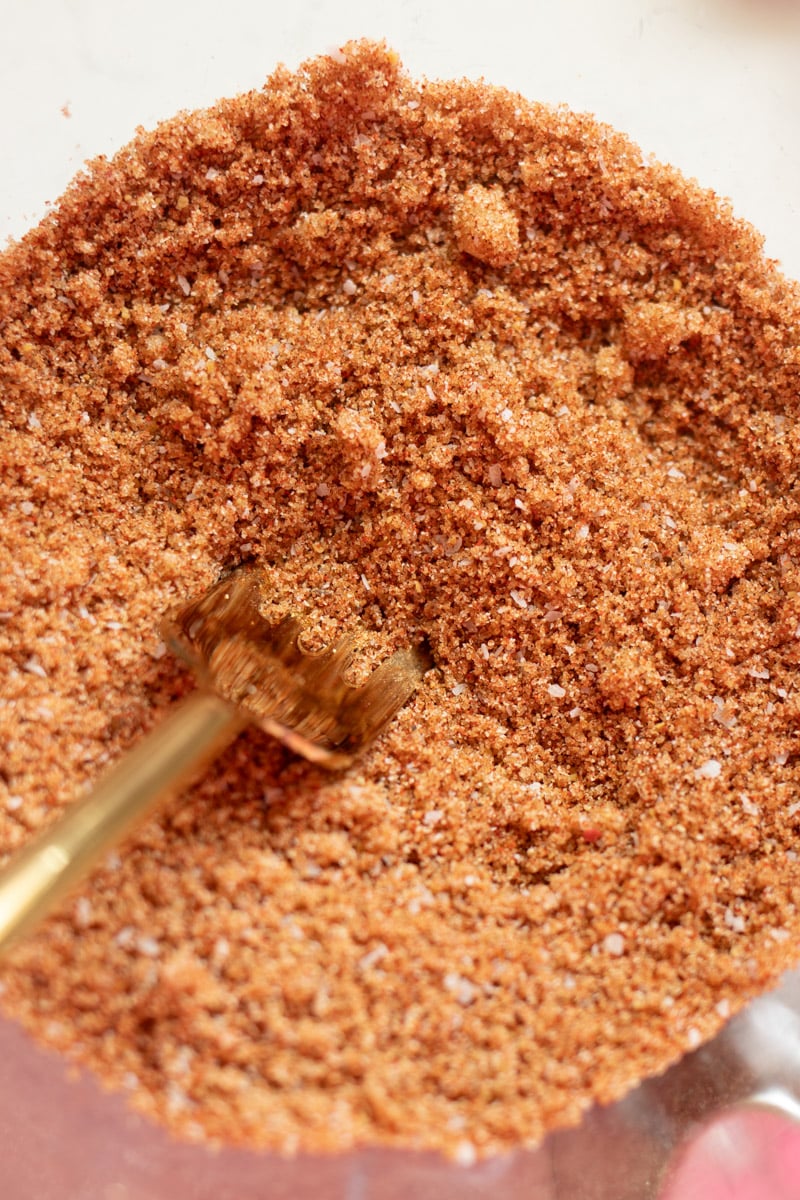 a close up of the texture for this dry rib rub recipe. 