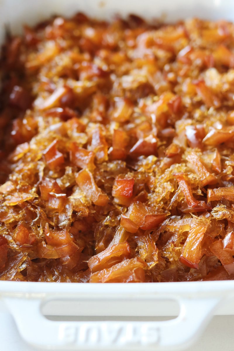 caramelized brown sugar apples, sauerkraut and pork.