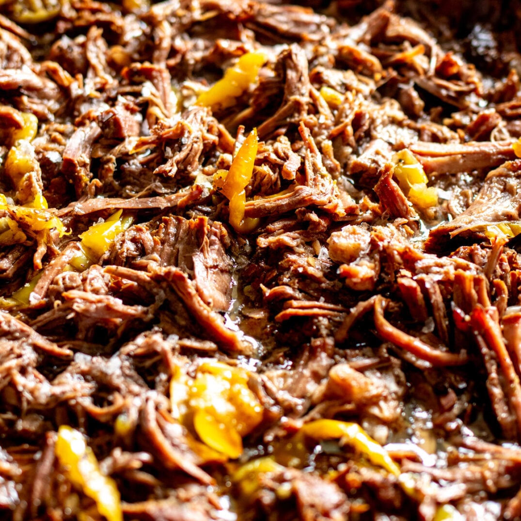 Easy Slow Cooked Pulled Beef Recipe (Crockpot or Oven) - Grilled Cheese ...