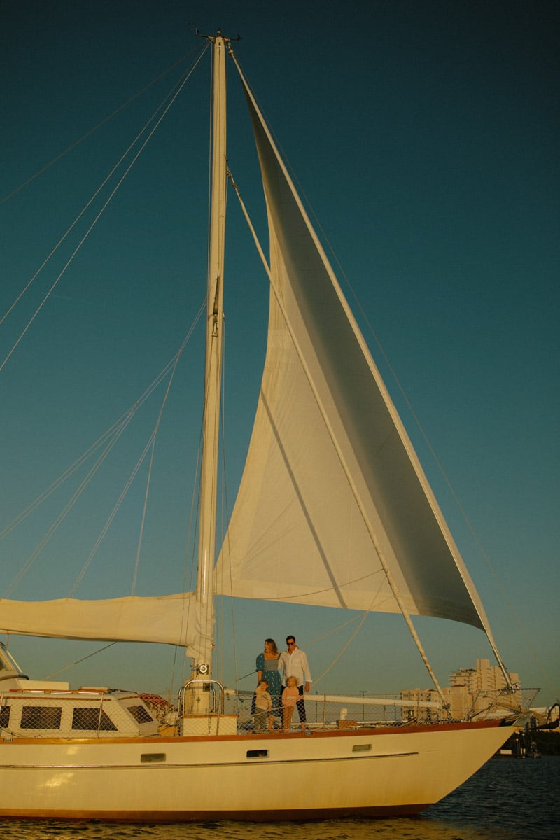 chef mackenzie smith and family on a sailboat in florida