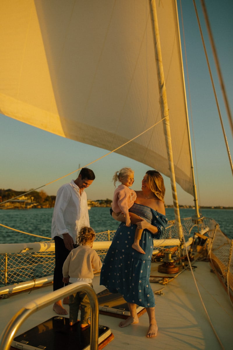 chef mackenzie smith and family on a sailboat in florida