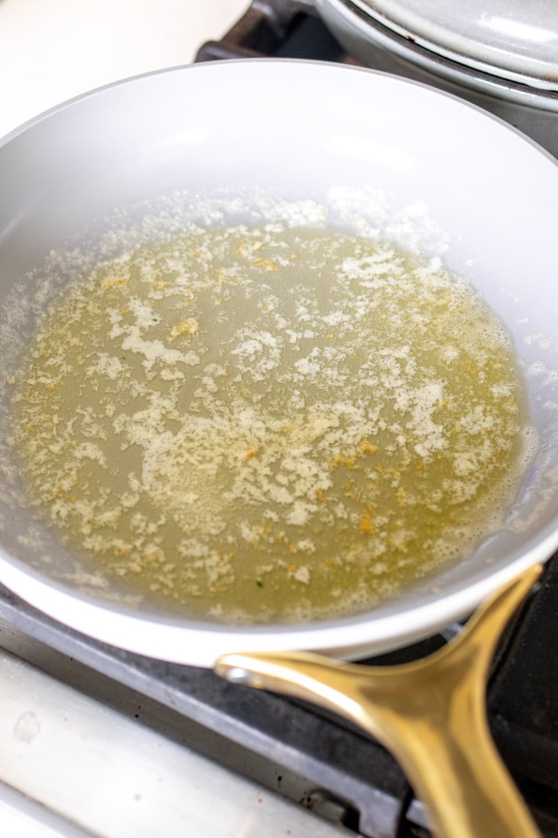 melted butter and garlic in a small frying pan. 