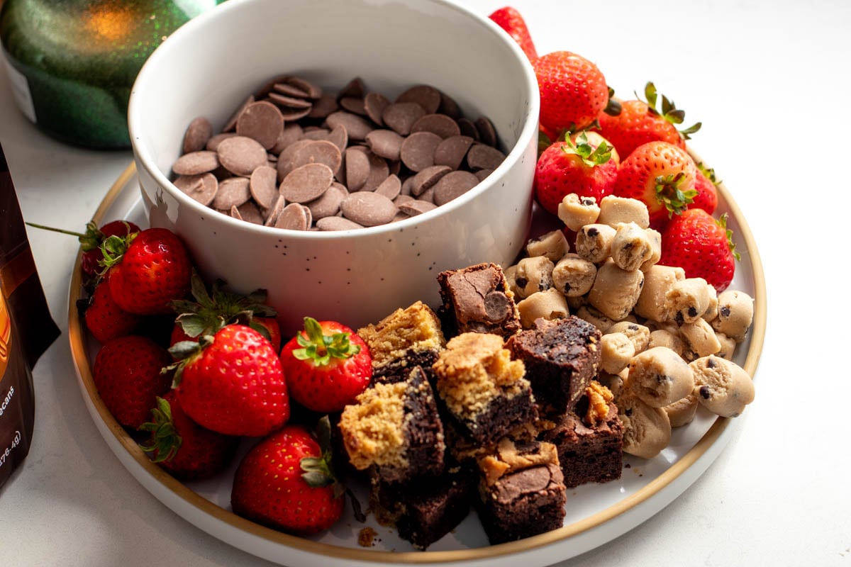 an up close image of the things i'm serving with chocolate fondue. 